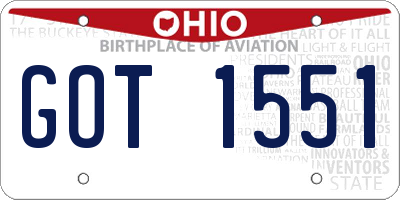 OH license plate GOT1551