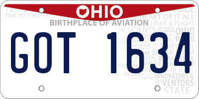 OH license plate GOT1634