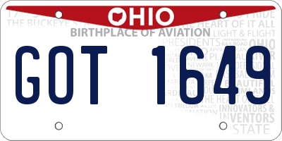 OH license plate GOT1649