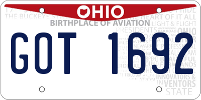 OH license plate GOT1692