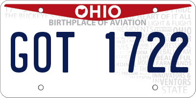 OH license plate GOT1722