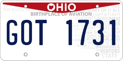 OH license plate GOT1731