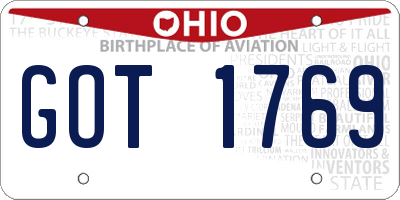 OH license plate GOT1769