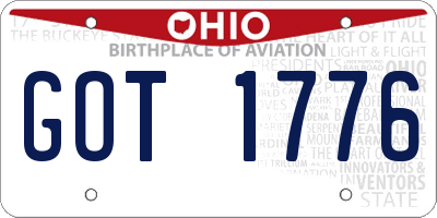 OH license plate GOT1776