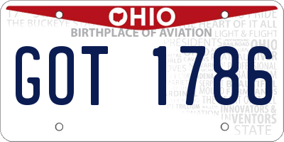 OH license plate GOT1786