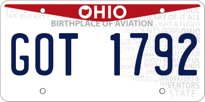 OH license plate GOT1792