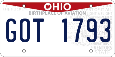 OH license plate GOT1793