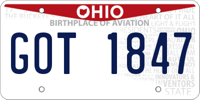 OH license plate GOT1847