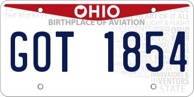 OH license plate GOT1854