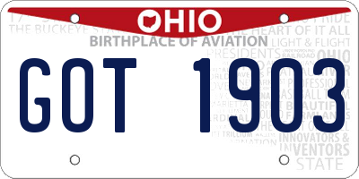 OH license plate GOT1903