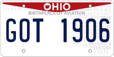 OH license plate GOT1906