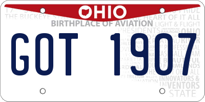 OH license plate GOT1907