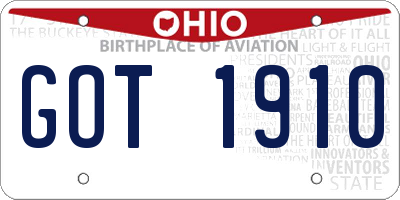 OH license plate GOT1910