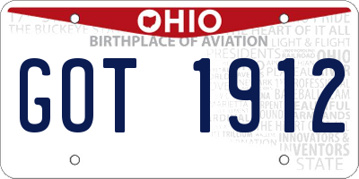 OH license plate GOT1912