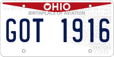 OH license plate GOT1916
