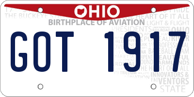 OH license plate GOT1917