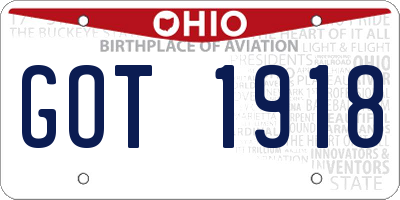 OH license plate GOT1918