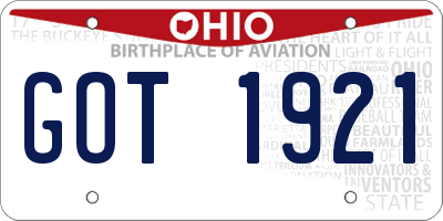 OH license plate GOT1921