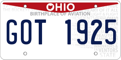 OH license plate GOT1925