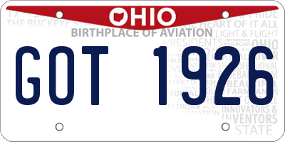 OH license plate GOT1926