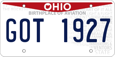 OH license plate GOT1927