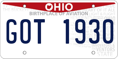 OH license plate GOT1930
