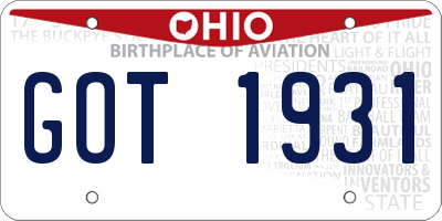 OH license plate GOT1931