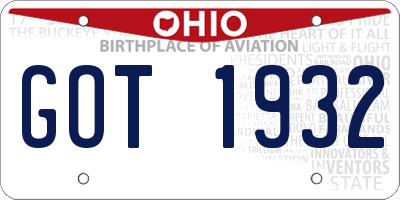 OH license plate GOT1932