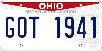 OH license plate GOT1941