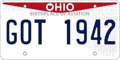 OH license plate GOT1942