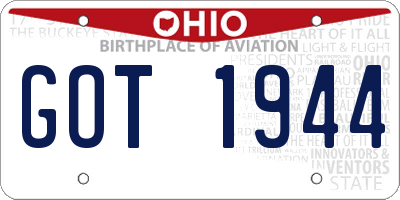 OH license plate GOT1944