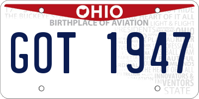 OH license plate GOT1947