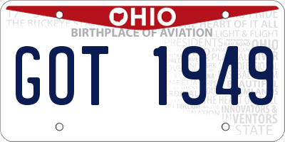 OH license plate GOT1949