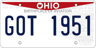 OH license plate GOT1951