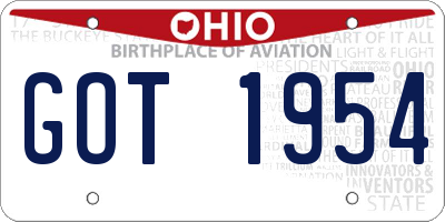 OH license plate GOT1954