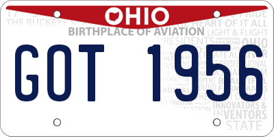 OH license plate GOT1956