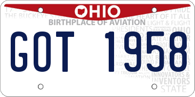 OH license plate GOT1958