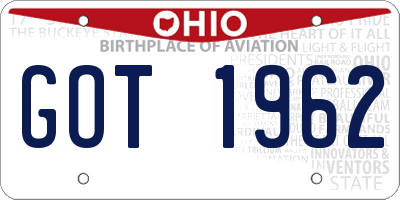 OH license plate GOT1962
