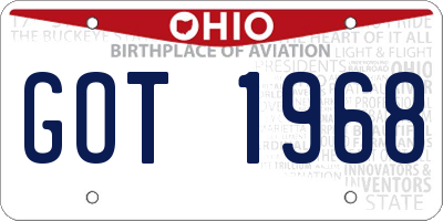 OH license plate GOT1968