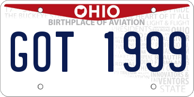 OH license plate GOT1999