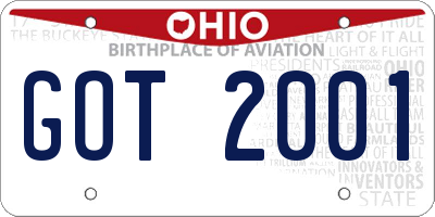 OH license plate GOT2001