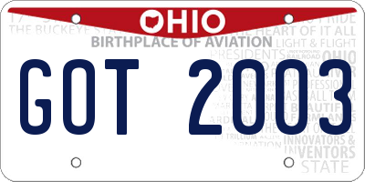 OH license plate GOT2003