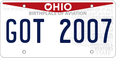 OH license plate GOT2007