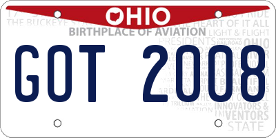 OH license plate GOT2008