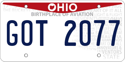OH license plate GOT2077