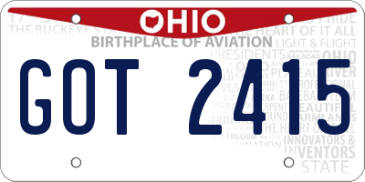 OH license plate GOT2415