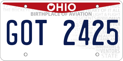 OH license plate GOT2425