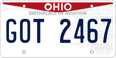 OH license plate GOT2467