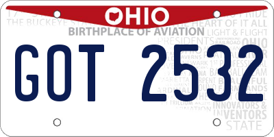 OH license plate GOT2532