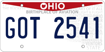OH license plate GOT2541